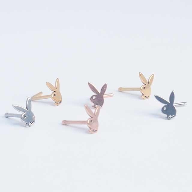 鼻ピアス PLAYBOY ノーズピン ベンドノーズスタッド 20G プレイボーイ 