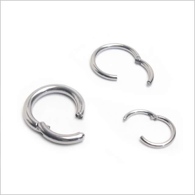 セグメントリング 中折れ ワンタッチ リングピアス フープ 18G 16G 14G