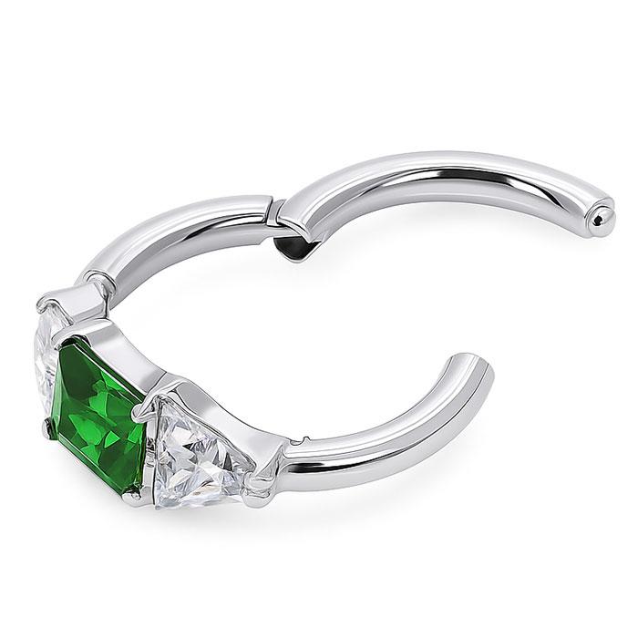 ボディピアス 16G セグメントリング チタン製 ジュエル ヒンジフープ フープピアス クリッカー ワンタッチ ボディピアス インプラントグレードチタンの画像