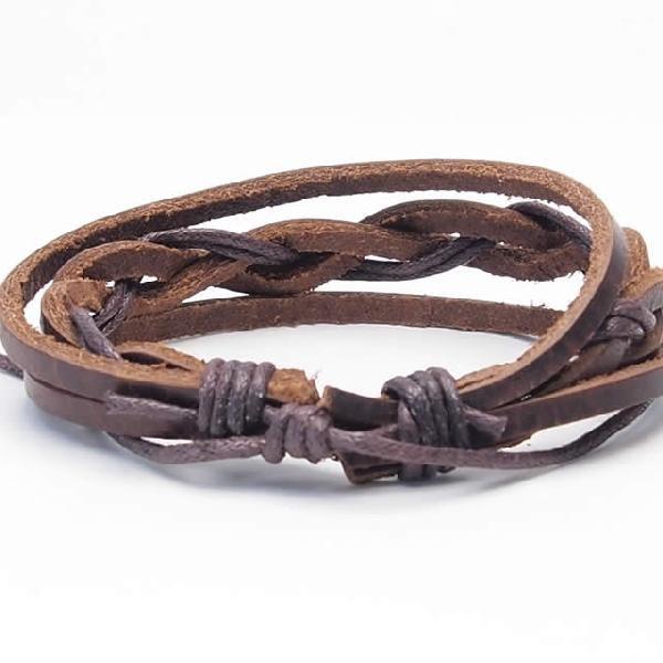 レザーブレスレット ダブルストリングスウェーブ : ボディピアス