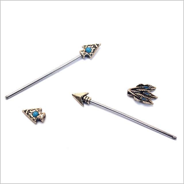 ボディピアス 14G インダストリアル トライバルアロー 軟骨ピアス 耳