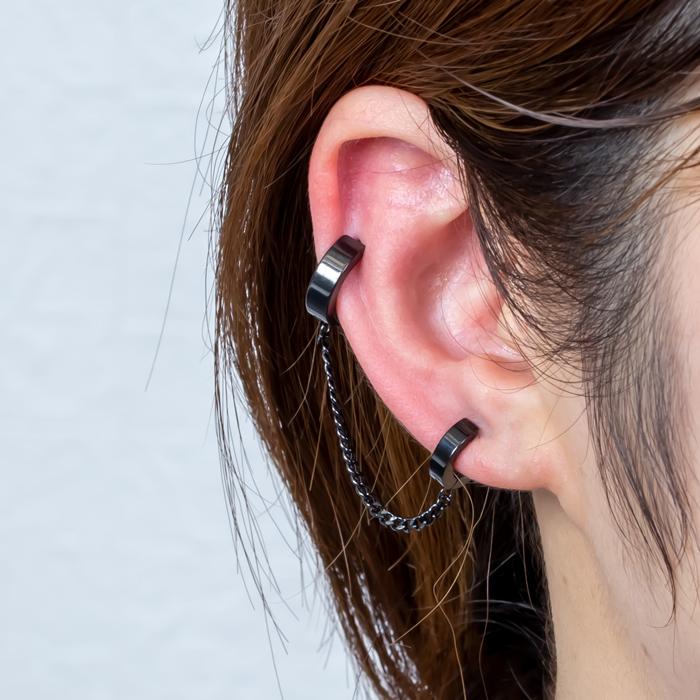 ボディピアス チェーン ダブルラウンド クリッカーフープピアス 18G