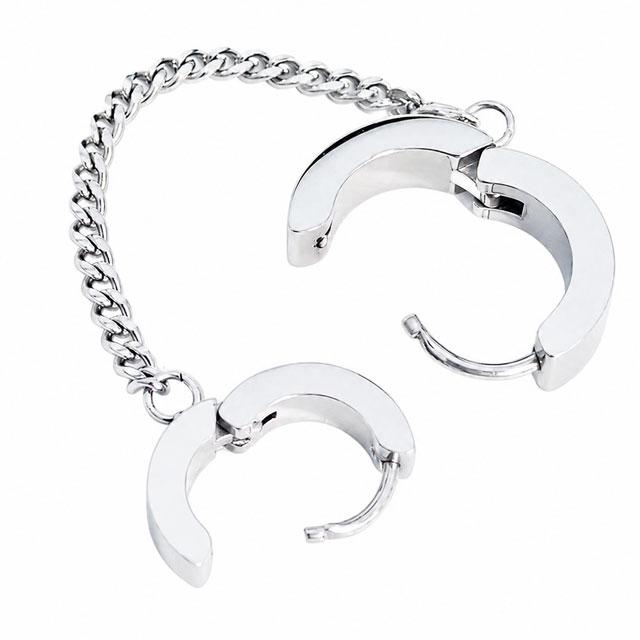 ボディピアス チェーン ダブルラウンド クリッカーフープピアス 18G