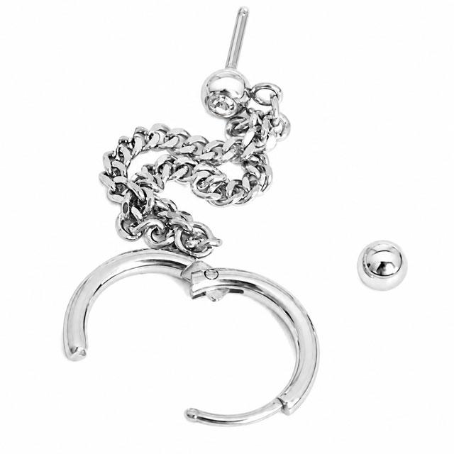 ボディピアス チェーン ラウンド クリッカーフープピアス 18G 軟骨