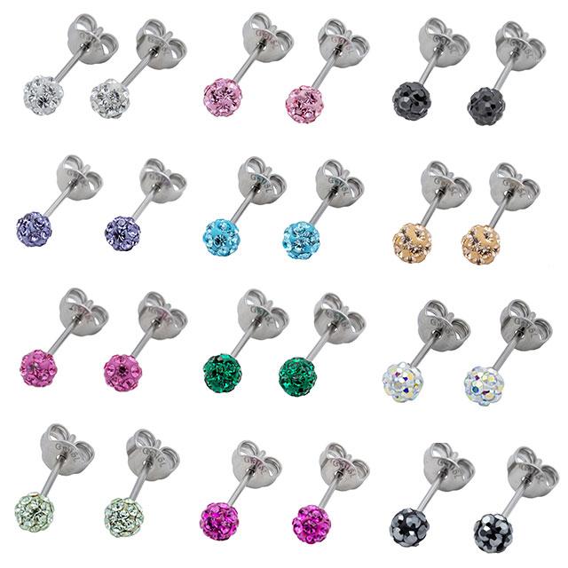 ピアス ジュエルボール 4mm 12色 サージカルステンレス 金属アレルギー