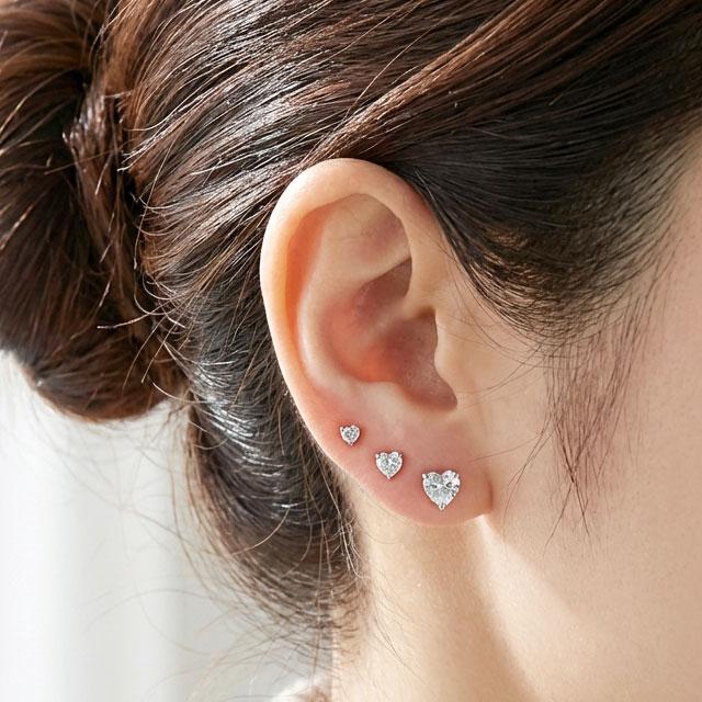 ピアス サージカルステンレス ハートジュエル 3mm 4mm 5mm スタッド