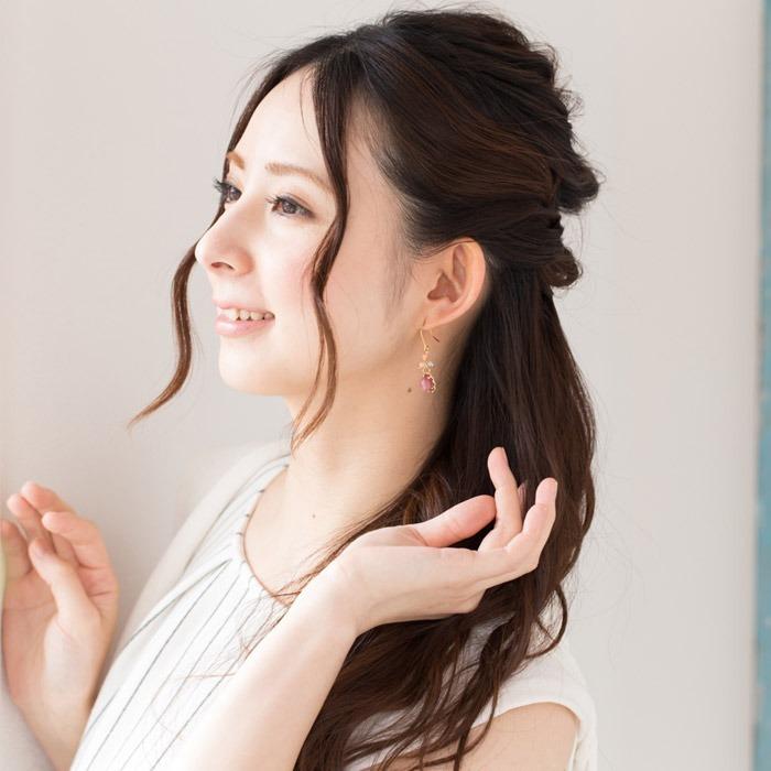 ピアス サージカルステンレス ナチュラルストーン フラワーデザイン 