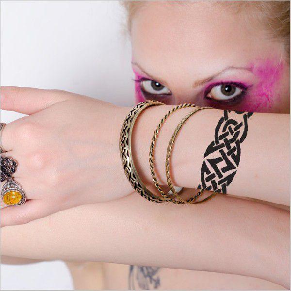 タトゥーシール トライバルチェーン 星 文字 蝶 花 龍