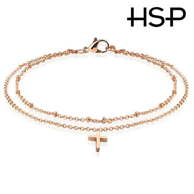 アンクレット 316Lサージカルステンレス ピンクゴールド クロス