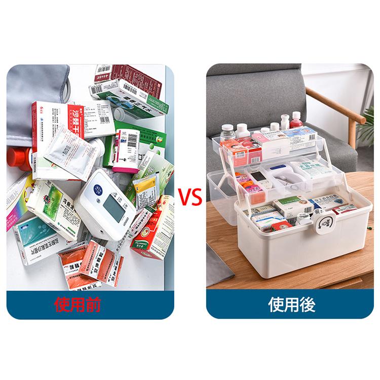 薬箱 救急箱 大容量 3層 最新版 収納ケース 収納ボックス 工具箱 応急ボックス :018050:さんちゃでらいふ 通販 送料無料 薬箱 救急箱 大容量 3層 収納ケース たっぷり 収納ボックス 工具箱 応急ボックス 透明 収納箱 取っ手付き 折り畳み 携帯便利 日用品