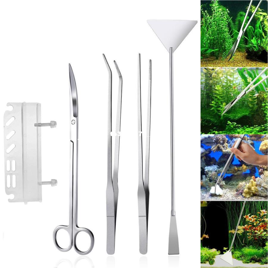 水草 トリミング 5点セット ハサミ ピンセット コケ取り用スコップ 剪定用 テンレス鋼製 鏡面加工 超長 水槽掃除用 水槽 ピンセットホルダー 器具ホル Hsh Sugureba 三茶deらいふ 通販 Yahoo ショッピング
