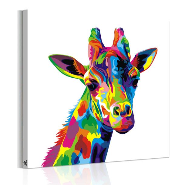 特別セール品】 絵画 色とりどりのキリン 壁飾り アートパネル 動物