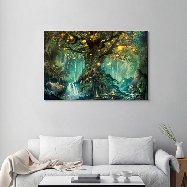 絵画 アートパネル インテリア 蛍の森 妖精の森 夢 癒しの絵 木枠付き 