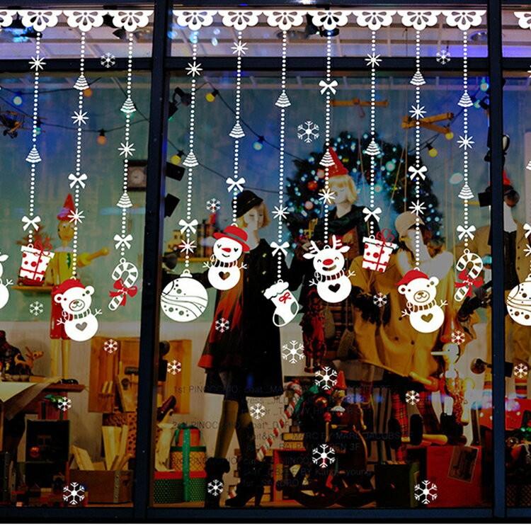 業界No.1 クリスマスウォールステッカー 雪だるま トナカイ クリスマスデコレーション お気にいる 店舗ディスプレイ