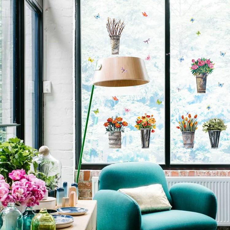 ウォールステッカー 花 壁紙シール ガーデン 剥がせる 壁紙 鉢植え ウォールステッカー 防水 おしゃれ 店舗装飾 美容室 一人暮らし Sc 三茶deらいふ 通販 Yahoo ショッピング