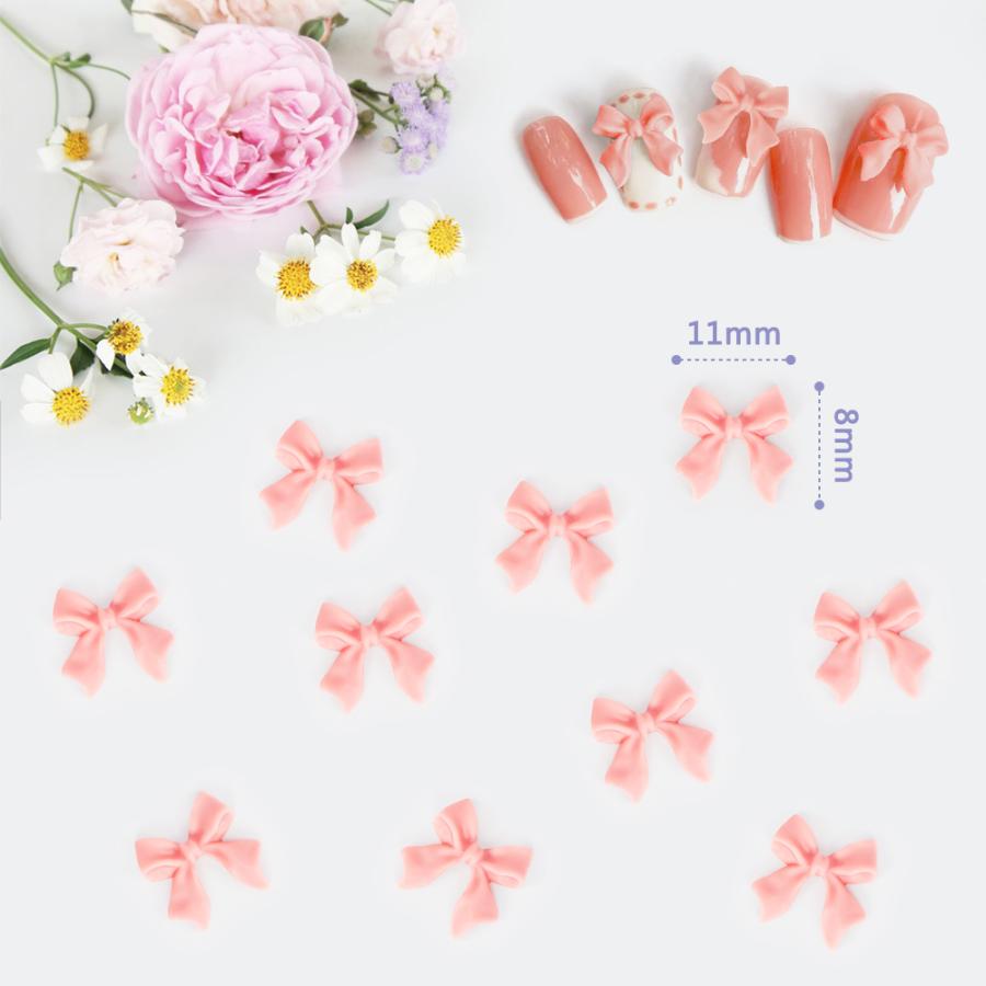 150円】新品 ピンクパールリボンパーツ 8個