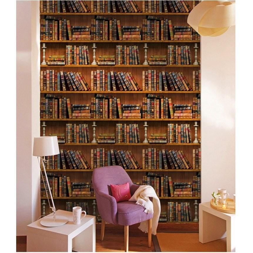 壁紙 のり付き だまし絵 本棚 3d壁紙 はがせる ウォールステッカー おしゃれ シール北欧 幅45ｃｍ 長10ｍ シール リフォーム Diy Takarafune 贈与