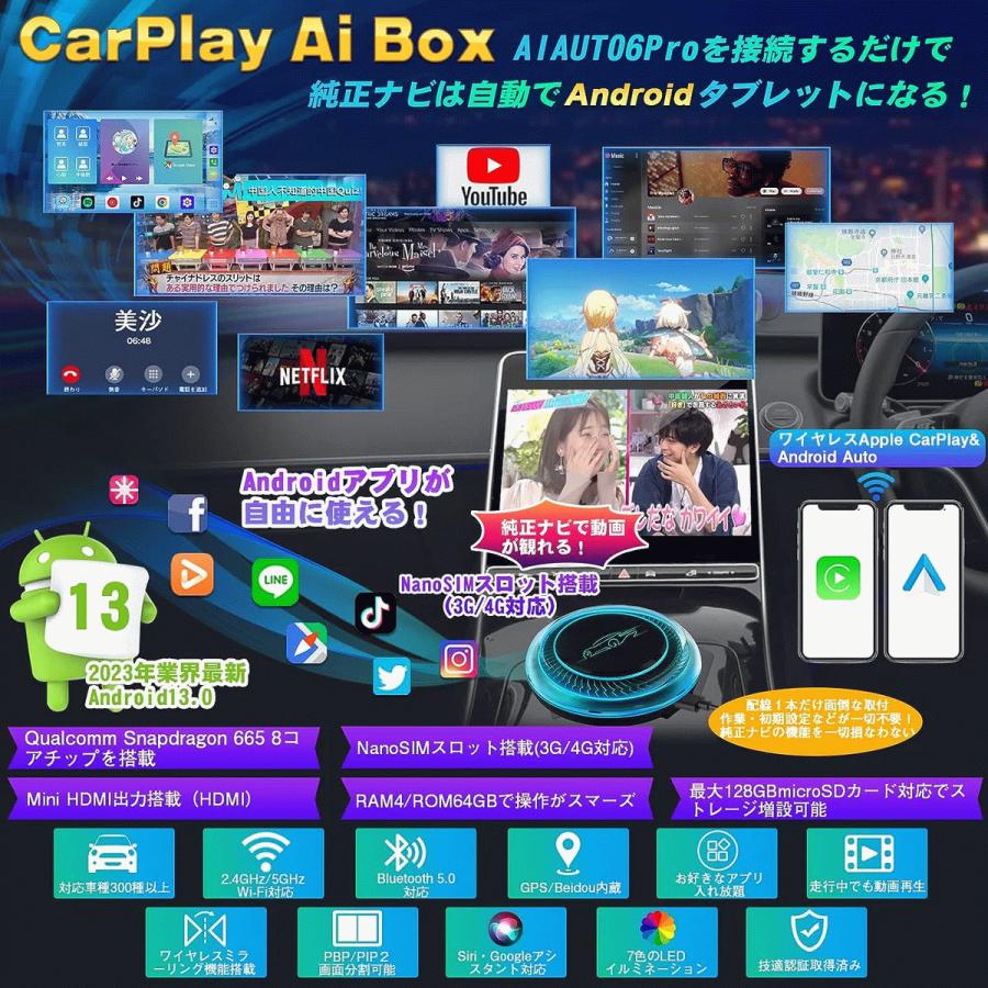 PORMIDO（ポーミド）AIAUTO6Pro 13.0アンドロイドシステム搭載carplay ai box｜hometokufuretama｜02