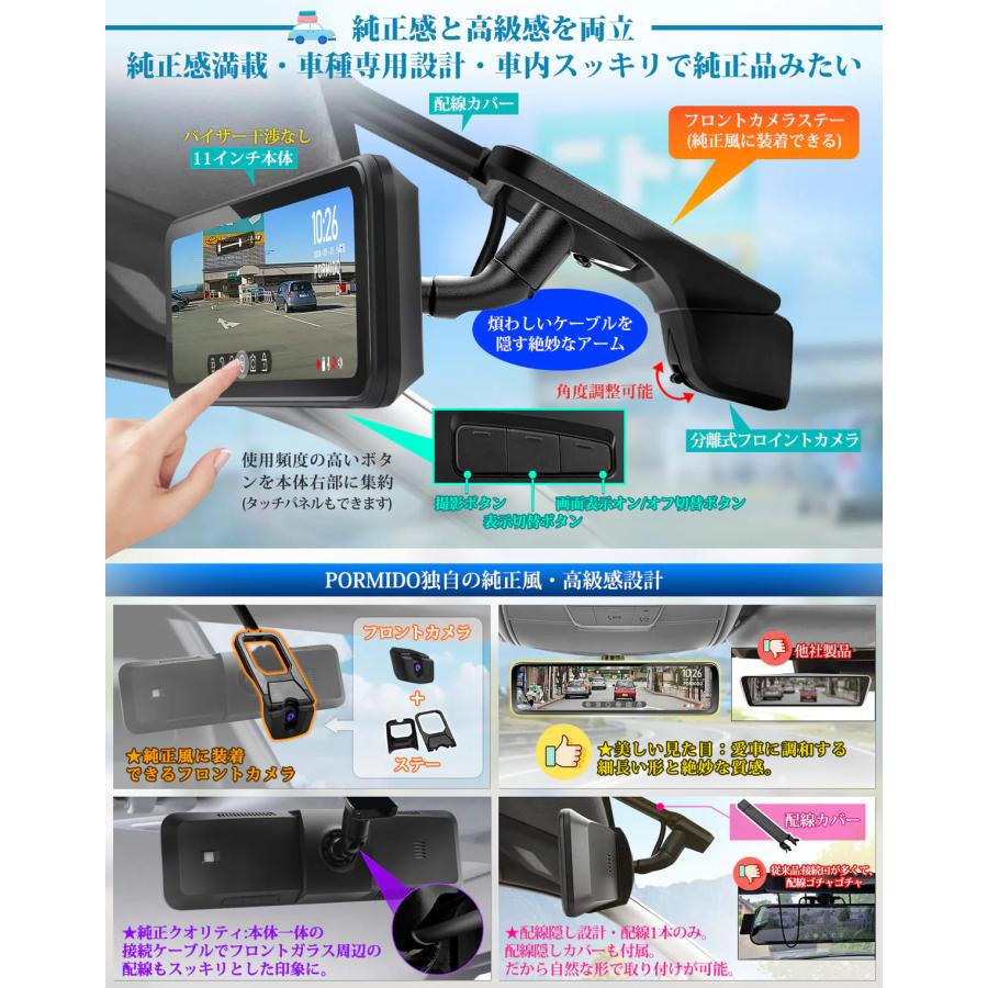 PRD81 純正交換型デジタルインナーミラードライブレコーダー(車内外