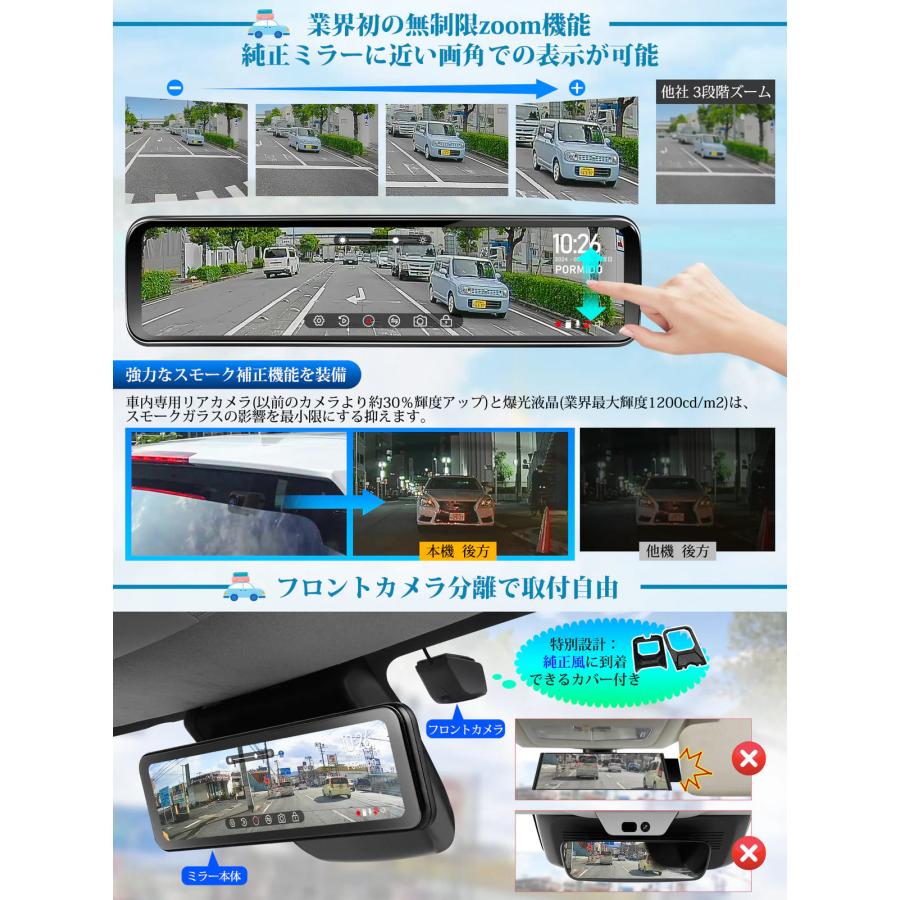 PRD81 純正交換型デジタルインナーミラードライブレコーダー(車内外