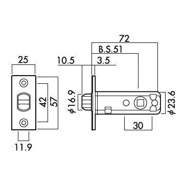 川口技研 GIKEN ラッチのみ 8ST-51 チューブラ錠(6R)【メール便