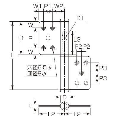 はたじるしページ 小池ガラス店 / ステンレス旗丁番 重量扉用 SUS-2K-5-4t-L 左吊