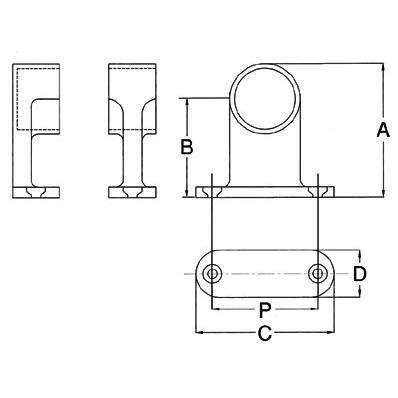 F型ブラケット 首短(パイプ受け) 32mm 止 ダイカスト製 F型ブラケット 首短(パイプ受け) 32mm 止 ダイカスト製