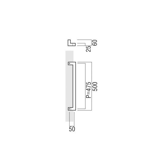 ユニオン　ドアハンドル　T1550-25-038-L500　ユニキャスト　ブラストシルバー