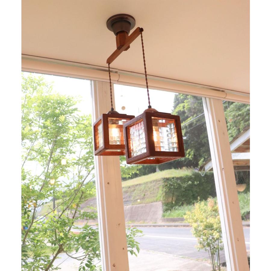 木製ガラスペンダントライト2個セット 【公式通販】