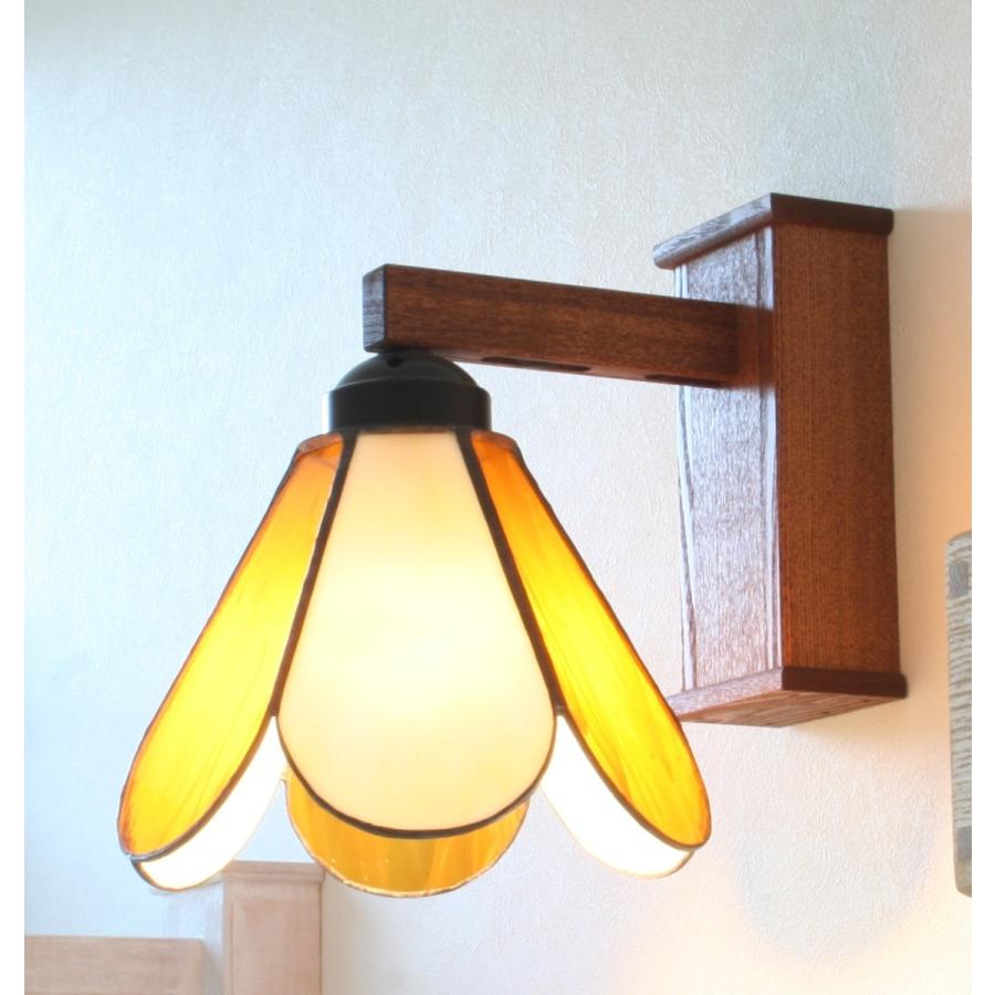 ブラケットライト ステンドガラス 木 壁掛け灯 led 花 おしゃれ 洗面