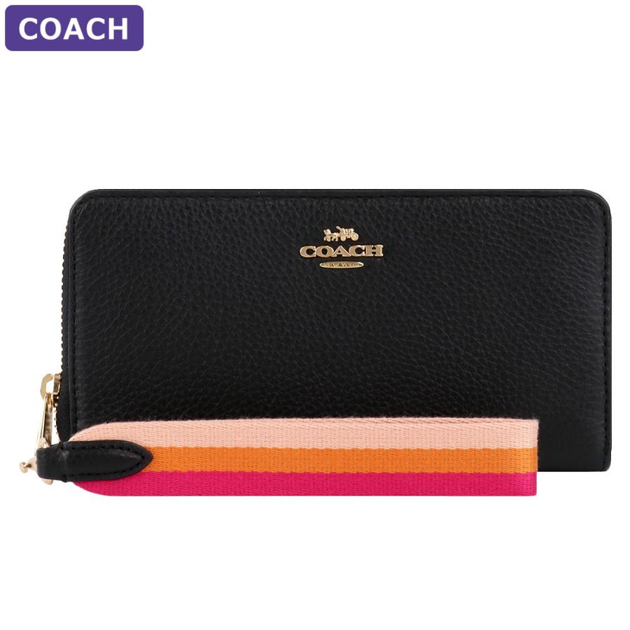 COACHアウトレット 長財布 ネイビー ブラック ストライプ COACH コーチ 財布 レディース 長財布 アウトレット ブラック