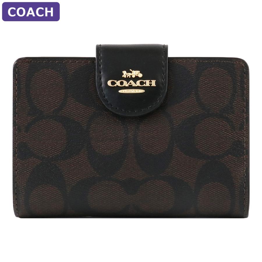 ピエロ コーチ 二つ折り財布 ミニウォレット シグネチャー ブラック コーチ COACH アウトレット 二つ折り財布 シグネチャー ブラック
