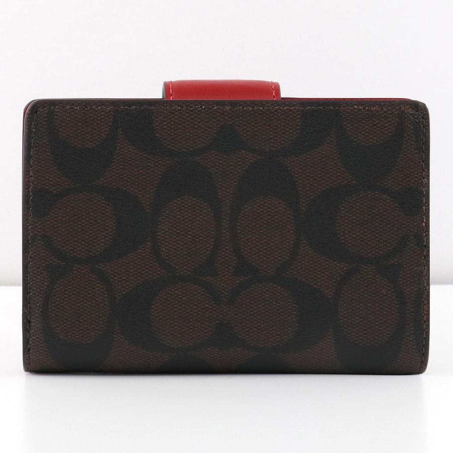 COACH二つ折り財布C0082シグネチャー　新品　未使用　ブラウン×レッド COACH（コーチ） C0082 シグネチャー PVC×レザー 二つ折りL字