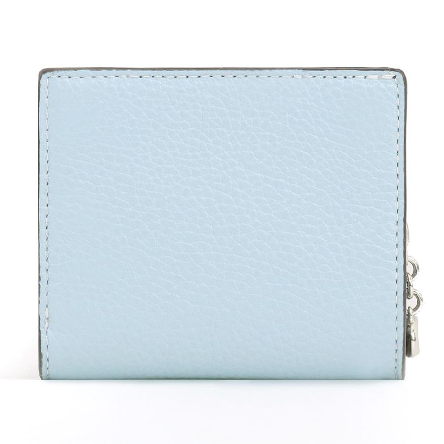 【極美品】COACH 二つ折り財布 　シルバー　水色　コンパクト　ウォレット COACH（コーチ） 財布 レディース 2つ折り 折財布 コンパクト