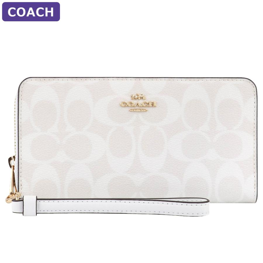 【新品未使用】COACH コーチ 長財布　ホワイト　C4452 COACH（コーチ） 財布 長財布 C4452 IMRFF ストラップ付 シグネチャー