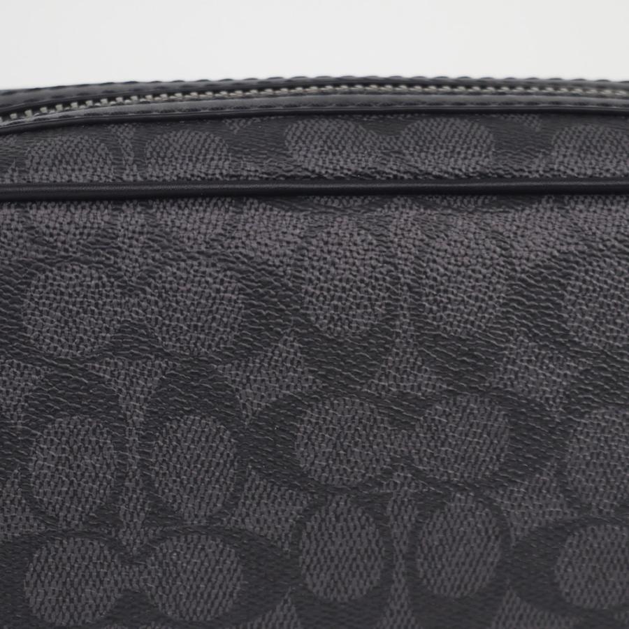 極美品 Coach コーチ アクセサリーポーチ グレー ブラック シグネチャー COACH（コーチ） 国内発送 ポーチ メンズ セカンドバッグ シグネチャー