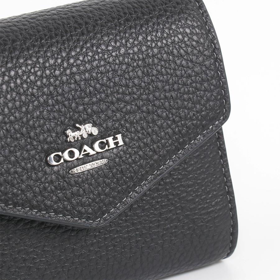 コーチウォレットショルダー　花　黒　新品未使用 COACH】コーチ ショルダーバッグ クロコダイル エンボスドレザー ミニ