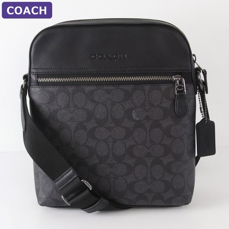 A4可 美品 コーチ PVC ショルダーバッグ シグネチャー ファスナー 黒 COACH（コーチ） バッグ メンズ ショルダーバッグ アウトレット PVC
