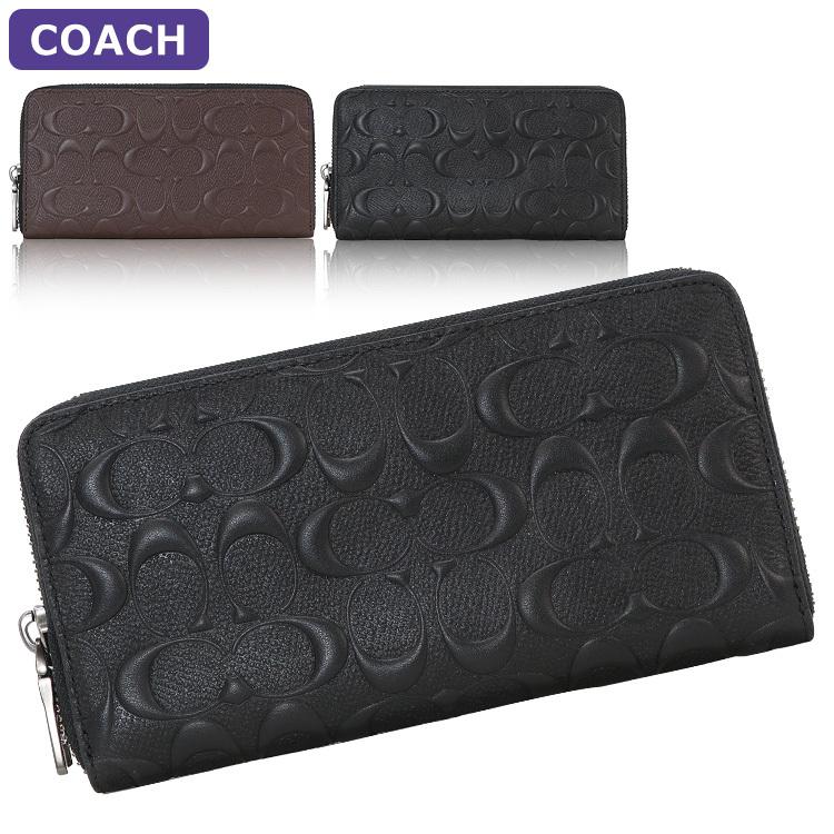 【64%OFF!】 コーチ COACH 財布 メンズ 長財布 ラウンドファスナー 本革 型押し ブラック F58113 アウトレット ブランド