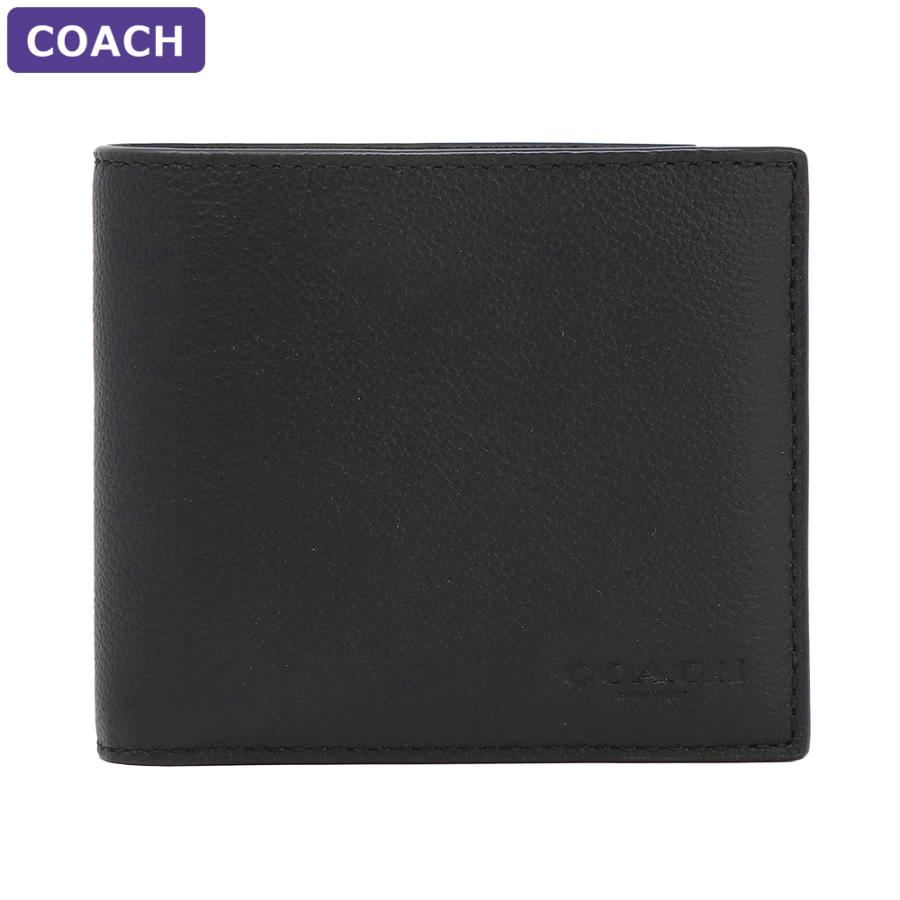 COACH コーチ 二つ折り財布 F74991 黒 美品 コンパクト ID付 COACH（コーチ） 財布 二つ折り財布 F74991 BLK ミニ財布 IDケース