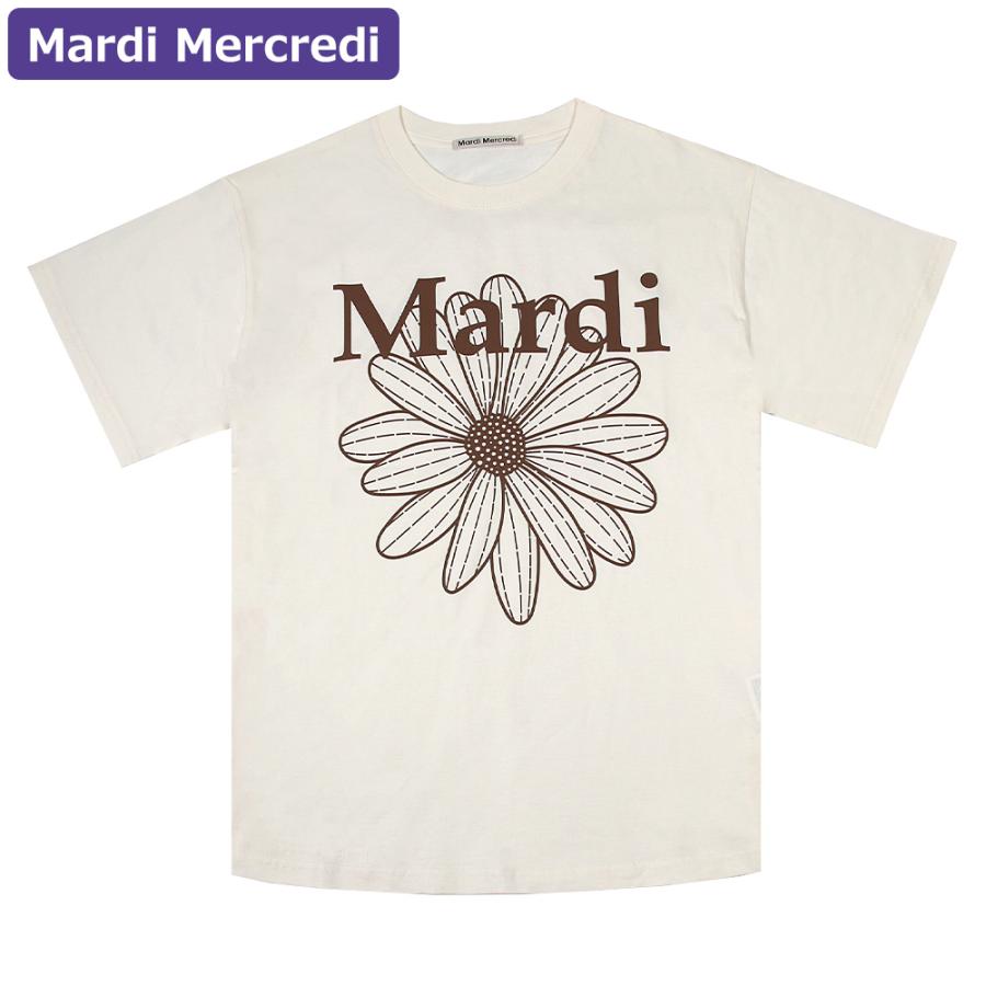 韓国ブランドTSHIRT FLOWERMARDI_BLACK CREAMTシャツ MARDI MERCREDI] TSHIRT FLOWERMARDI_IVORY NAVY 正規品 韓国 ブランド