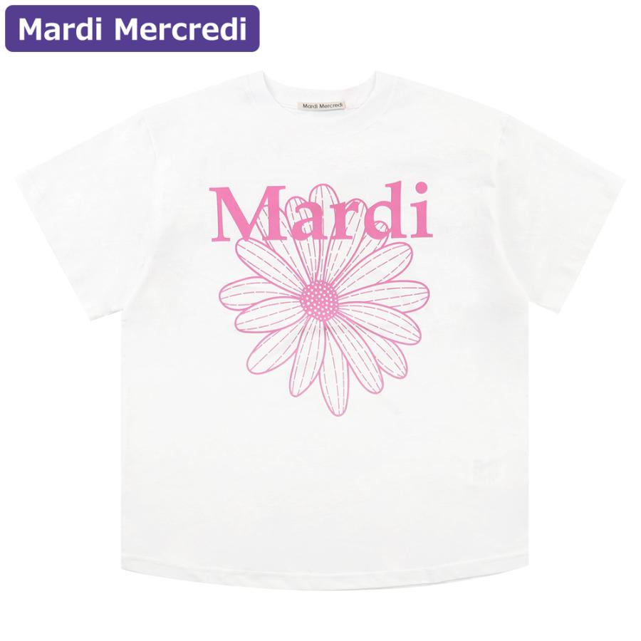 マルディメクルディ　新作Tシャツ　mardi mercredi ホワイトピンク Mardi Mercredi（マルディメクルディ） Mardi Mercredi Tシャツ TSHIRT