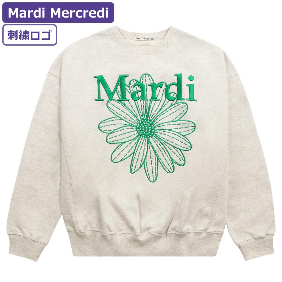 マルディメクルディ Mardi Mercredi スウェット SWEATSHIRT FLOWERMARDI NEEDLEWORK OATMEAL  GREEN 長袖 レディース 韓国 ファッション アパレル 刺繍 ロゴ : ko-mardi-t0014-oatgrn : HOMMAGE - 通販  - 