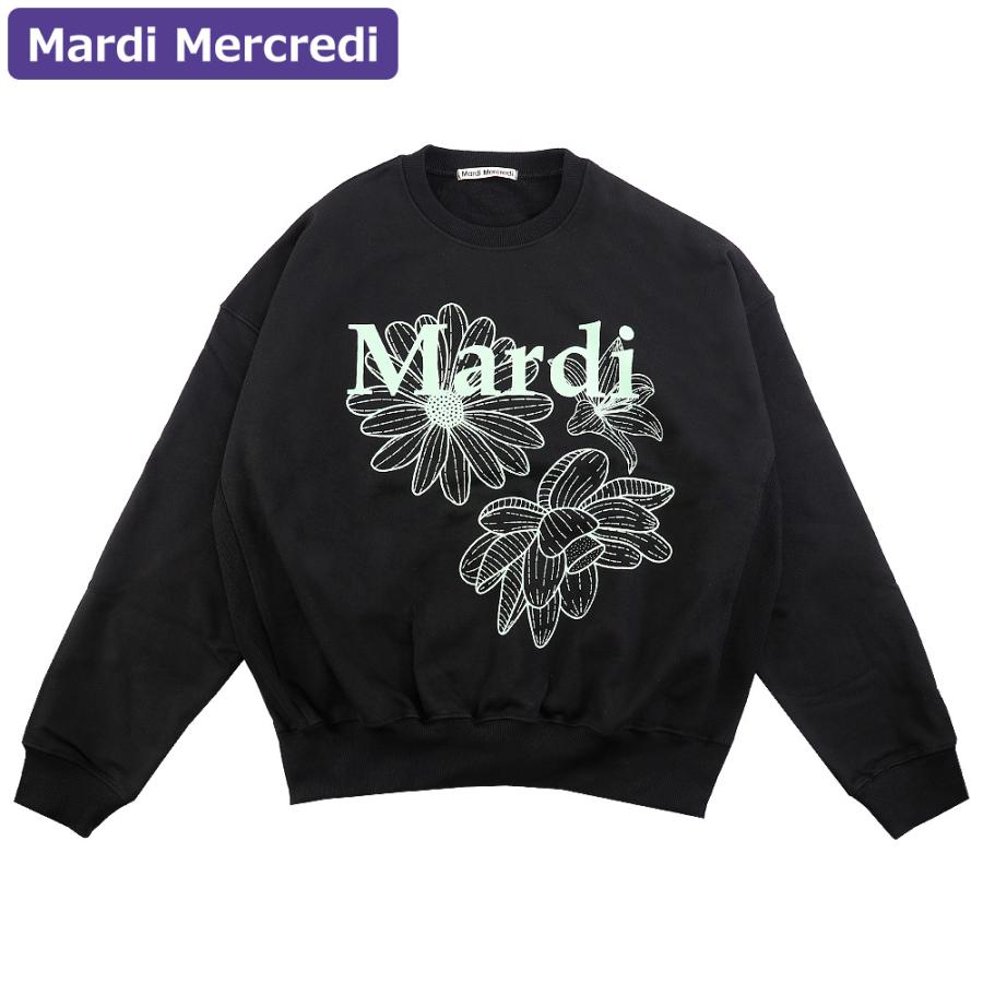 新品 マルディ スウェット 上下 セットアップ オートミール ブラック フラワー Mardi Mercredi（マルディメクルディ） スウェット SWEATSHIRT TRIPLE