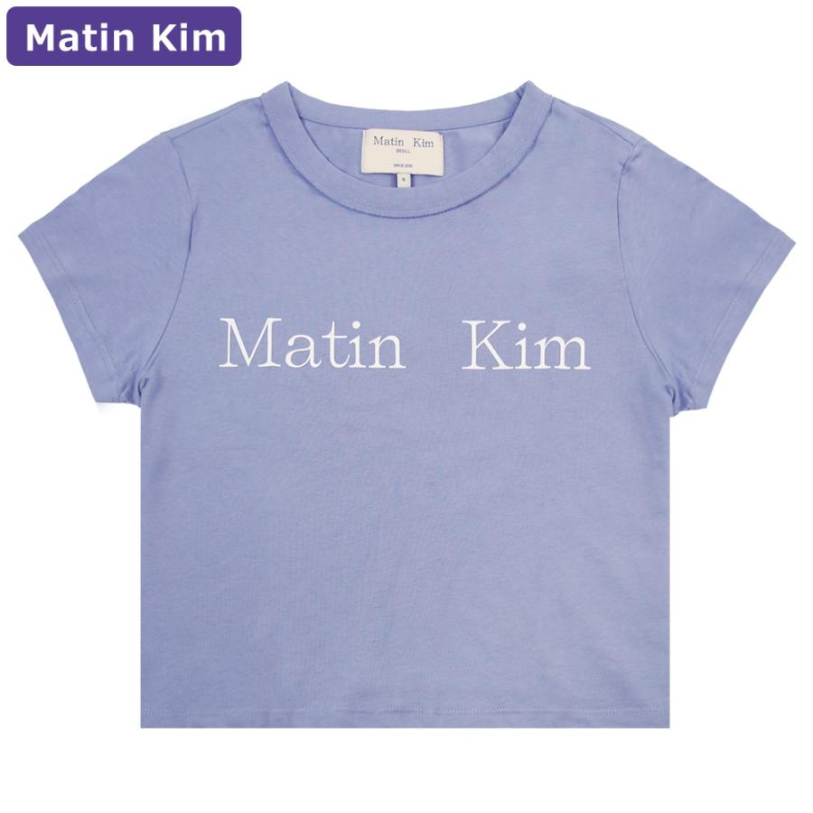 マーティンキム Matin Kim Tシャツ LOGO CROP TOP SMOKE BLUE 半袖