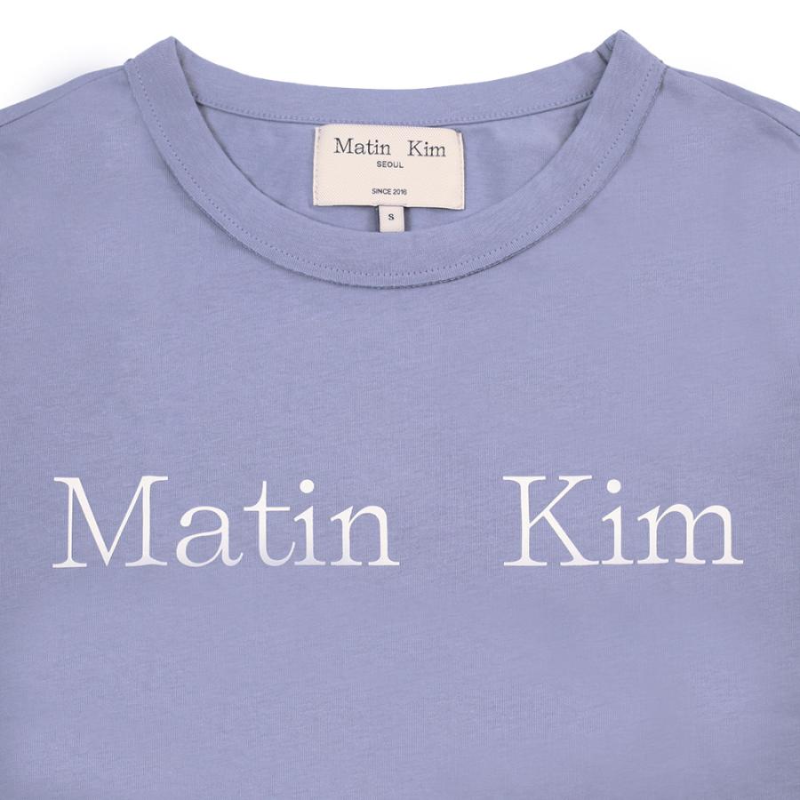 マーティンキム Matin Kim Tシャツ LOGO CROP TOP SMOKE BLUE 半袖