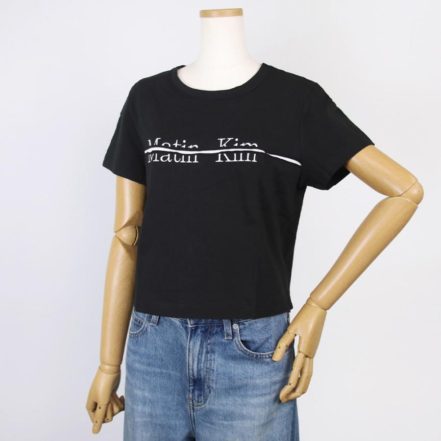 matin kim 韓国 マーティンキム Matin Kim Tシャツ LOGO CUTTED CROP TOP WHITE
