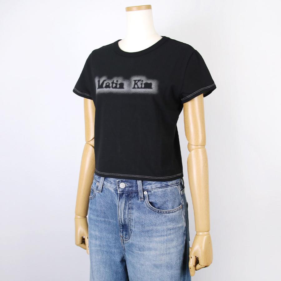 MATIN KIM Tシャツ 長袖 チャコール マーティンキム Matin Kim Tシャツ LOGO CROP TOP CHARCOAL 半袖