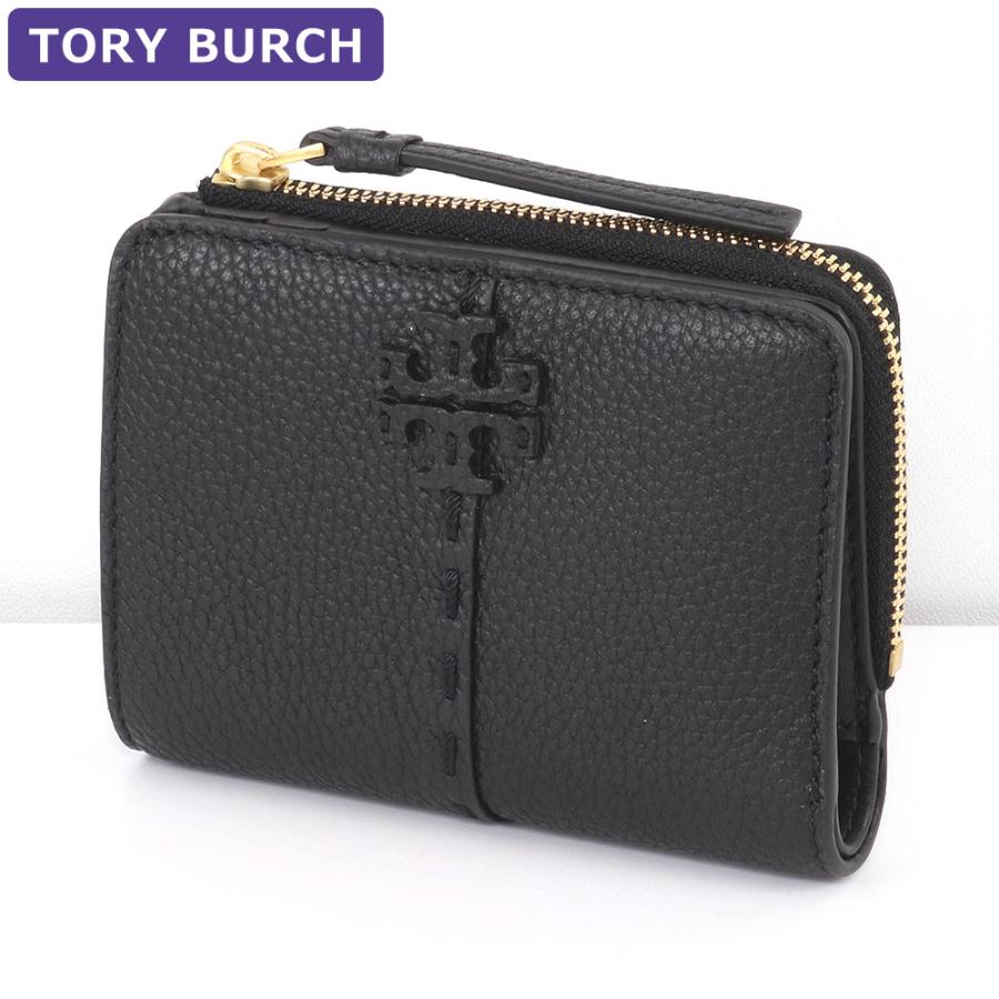 Burch レザー コンパクトウォレット ブラック TORY BURCH（トリーバーチ） 財布 二つ折り財布 148751 ダブルT