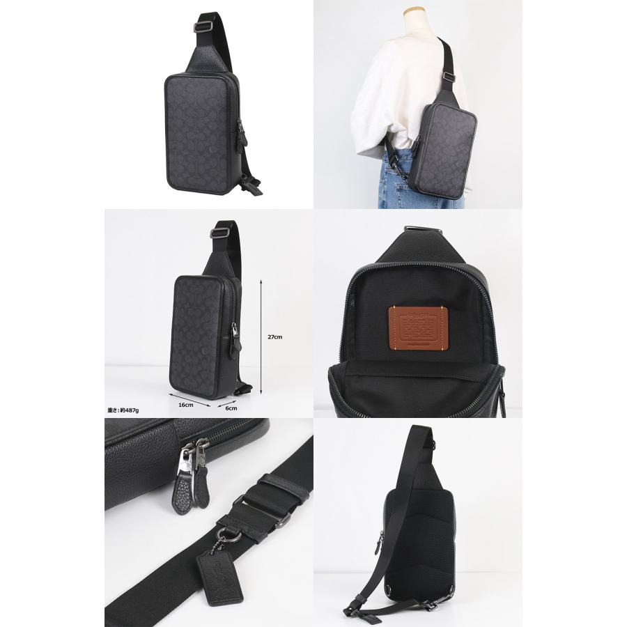 (美品)COACH シグネチャー ボディバッグ メンズ ブラック COACH（コーチ） バッグ ショルダーバッグ ボディバッグ シグネチャー